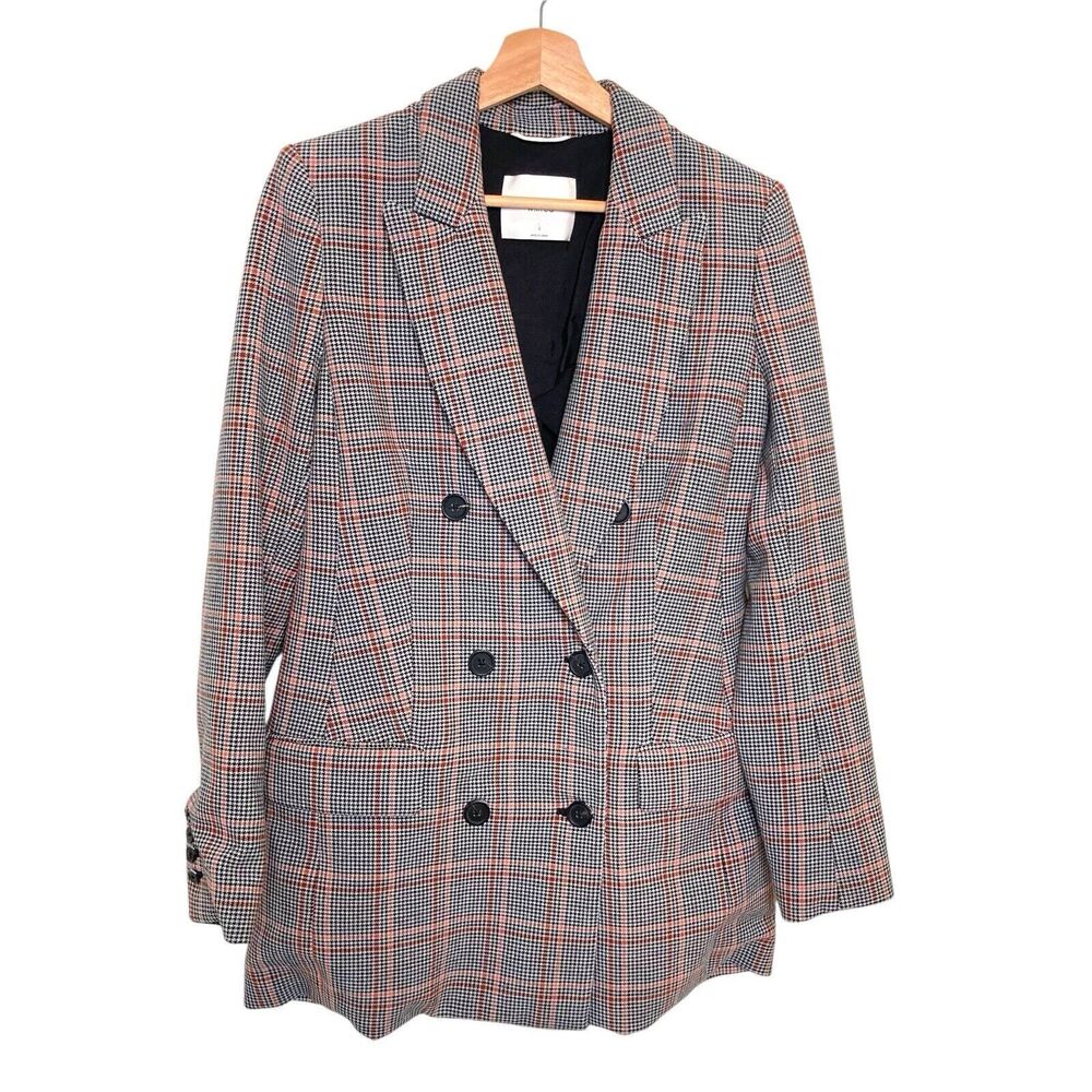 Aritzia Wilfred Margaux Blazer Plaid Double-Breasted Blazer Size 4